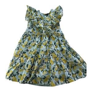 French Connection Girls 12–14 Lemon Print Ruffle Dress Summer Cotton Resort